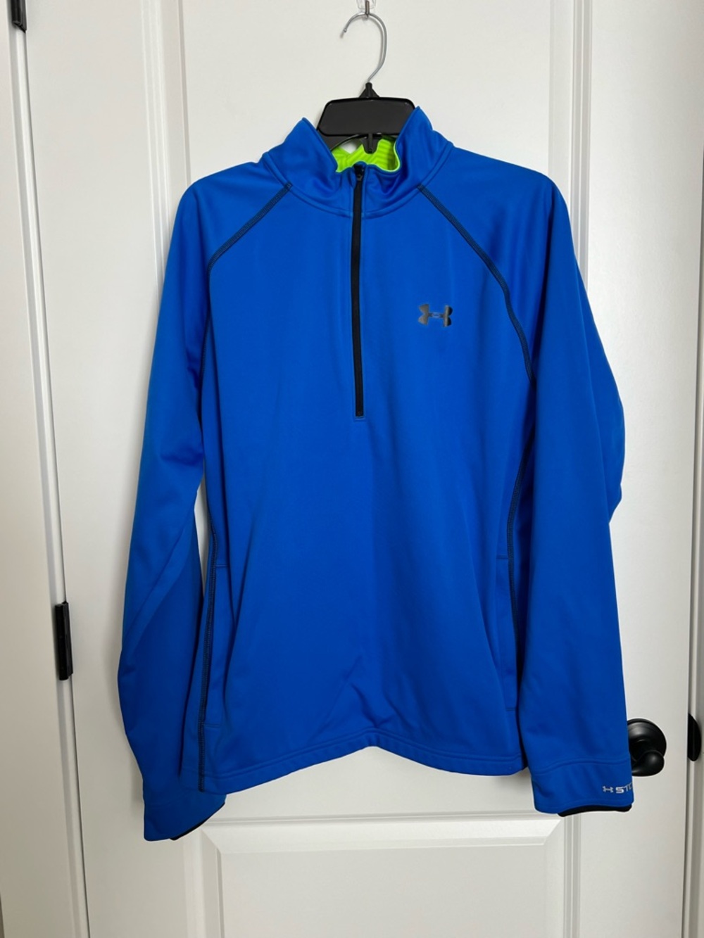 Under Armour Blue Quarter Zip with Neon Green Lining